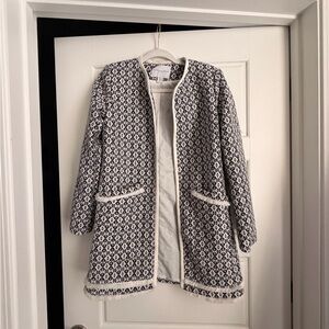 Women's Navy and White Patterned Jacket